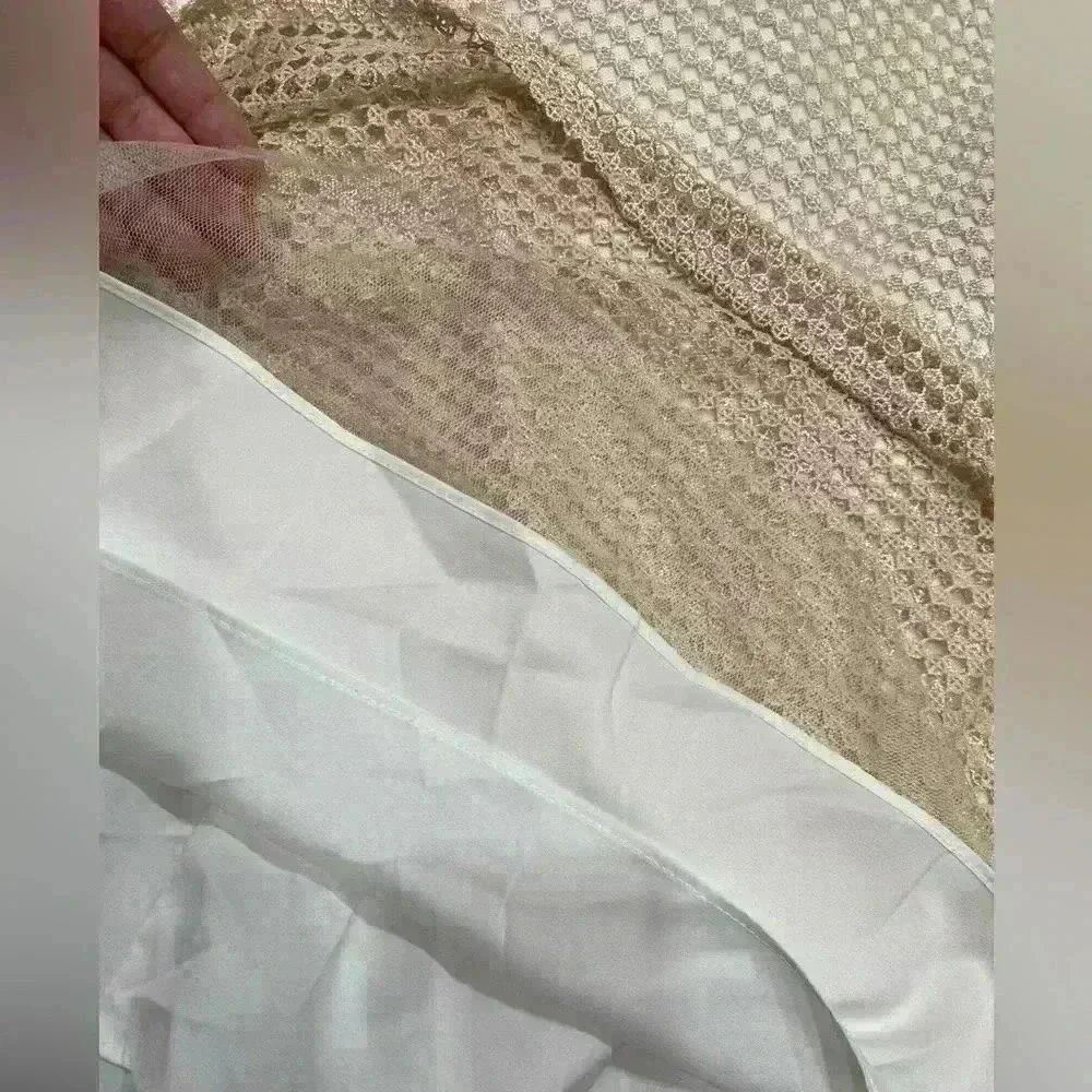 Aidan Mattox Champ Ivory Embroidered LaceTrumpet Maxi Wedding Dress  Size 2 - Picture 7 of 9